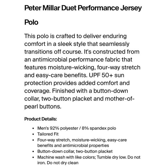 Peter Millar Duet Performance Jersey Golf Polo Men’s Big & Tall Size XXL Blue - Picture 9 of 9